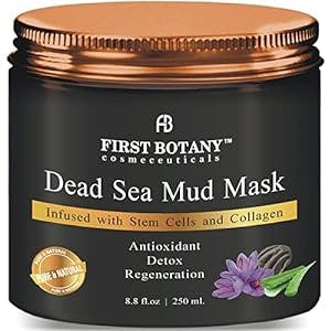 100% Natural Mineral-Infused Dead Sea Mud Mask 8.8 oz w/ Stem Cells for Facial Treatment, Skin Cleanser, Pore Reducer, Anti Aging, Acne Treatment, Blackhead Remover, Cellulite & Natural Moisturizer