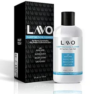 LAVO Glycolic Acid Face Wash for Acne Prone Skin, Oily, and Combination - with Salicylic and Lactic Acid - Helps Exfoliate Blackheads, Clogged Pores, Pimples - for Men, Women, and Teens