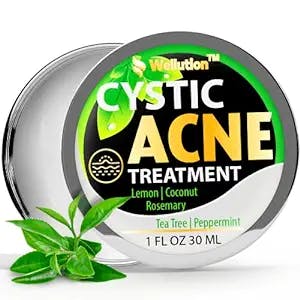 WELLUTION Cystic Acne Treatment and Acne Scar Remover Support - Made in USA - Cleanser with Tea Tree Oil to help prevent Future Breakouts - Natural Acne Spot Pimple Cream