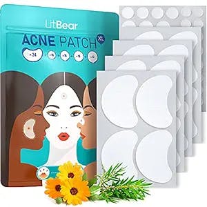 Acne Patches Pimple Patches, 5 Sizes 84 Patches for Large Zit Breakouts, Acne Patches for Face, Chin or Body, Acne Spot Treatment with Tea Tree & Calendula Oil, Hydrocolloid Bandages for Acne Skin (Moon-shape)