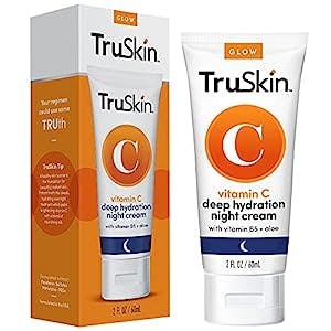 TruSkin Vitamin C Night Cream, a Collagen Supporting Blend including Vitamin B5, Botanical Essential Oils, Cocoa Butter, and Organic Aloe Vera for Anti Aging, Brightening and Firming Skin, Face, and Neck