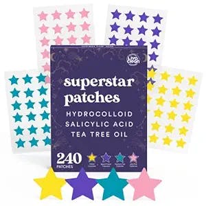 LivaClean 240 CT Superstar Acne Patches w/Salicylic Acid & Tea Tree, Star Pimple Patch Pimple Patches for Face Pimple Patches Stars Hydrocolloid Acne Patches Cute Zit Patches for Face Star Face Acne