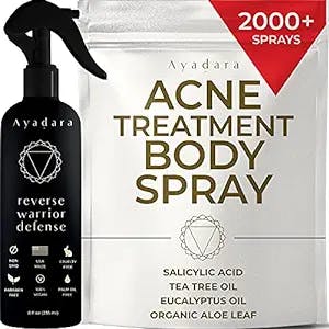 Ayadara Acne Treatment Body Spray, 8 fl oz | Eliminates Cystic, Hormonal, & Severe Acne in Chest, Shoulder, Butt, Thigh, & Back | Body Acne Spray for Teens & Adults | 2000+ Sprays