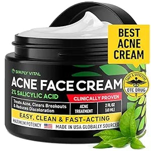 Acne Medication Face Cream - Made in USA Fast Acting Drug Acne Treatment For Stubborn Pimple Blackhead Whitehead Blemish - Soothing Acne Moisturizer for Inflammation Relief & Acne Scar Prevention 2oz