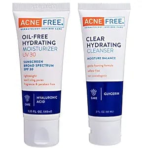 AcneFree Oil-Free Hydrating Moisturizer UV 30 and Clear Hydrating Cleanser 
