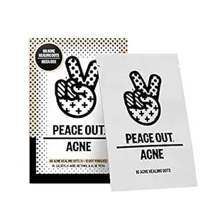 Peace Out Skincare Mega Acne Healing Dots. 6-hours Fast Acting Anti-Acne Hydrocolloid Pimple Patches with Salicylic Acid to Clear Blemishes Overnight (60 dots)