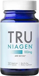 TRU NIAGEN 100mg Introductory NAD+ Boosting Supplement Patented Nicotinamide Riboside NR - Find The Serving Size That Works Best for You - 30ct/100mg