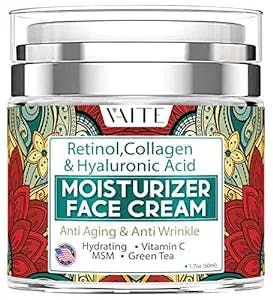 Face Moisturizer Cream - Anti-Aging & Anti Wrinkle Hydrating with Retinol, Collagen & Hyaluronic Acid, Vitamin C ,MSM, Green Tea for Day and Night Crema Facial Products For Men and Womens Skin Care, Natural Sensitive