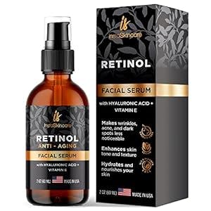 Retinol Serum for Face with Hyaluronic Acid + Vitamin E and A + Aloe Vera - DOUBLE SIZED (2Oz) - Anti-Aging Serum Pore Tightener Fade Dark Spots Clinical Strength Formula by InstaSkincare