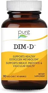 Dim D by Pure Essence - Natural Supplement for Estrogen Balance, Hormonal Acne, and Menopause Support with Vitamin D3, Calcium, Green Tea & Lycopene - 90 Capsules