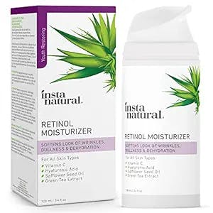 InstaNatural Retinol Cream for Face, Wrinkles, Fine Lines, Acne and Hyperpigmentation, Anti Aging Cream & Retinol Night Cream with Vitamin C and Hyaluronic Acid