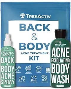 90 Day Body Acne Treatment Kit, 2% Salicylic Acid Acne Body Spray & 2% BHA Body Wash for Chest & Back Acne Natural Ingredients & Refreshing Scent Complete Body Acne Treatment System, by TreeActiv