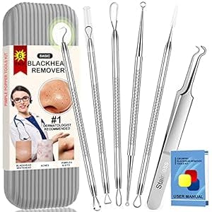 Blackhead Remover Tools, Blackhead Extractor, 6 Pack Pimple Popper Tool Kit for Removing Blackhead, Whitehead, Pimple, Acne, Zit, Comdone, Pores, Fat Granules on Nose, Face - with Organized Case