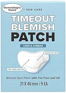 I Dew Care Hydrocolloid Acne Pimple Patch - Timeout Blemish Chin & Cheeks | Mother's Day, 9 Count (31 x 46 mm), Facial Stickers, Absorb Impurities, with Tea Tree Leaf Oil