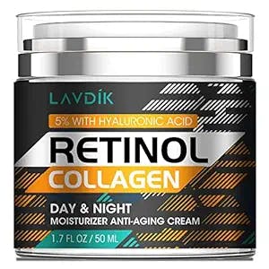 Retinol Cream for Face with Hyaluronic Acid, Moisturizer Anti Aging Collagen Cream for Women and Men, Reduce Wrinkles & Fine Lines Day & Night (1.7 FL OZ)