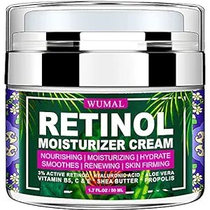 WUMAL Retinol Cream - Reduces Wrinkles, Fine Lines and Dryness - Face Moisturizer for All Skin Types - 1.7 oz