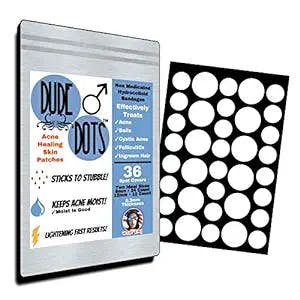 [DUDE DOTS] Acne Healing Pimple Patches, Cystic Acne Patch, Ingrown Hair, Boils, Bug Bite Bandage, Mask Acne, Maskne, FACE Zit Stickers, tads20