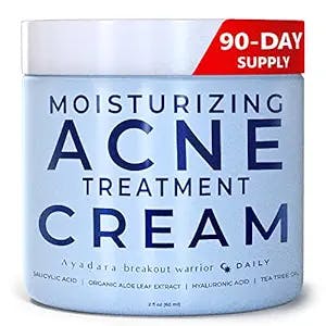 AYADARA Moisturizing Acne Treatment Cream, Salicylic Acid Face Moisturizer for Oily & Acne Prone Skin, Pimple, Blackhead, Whitehead, Hormonal, & Cystic Acne Treatment for Men, Women, 90-Day Supply