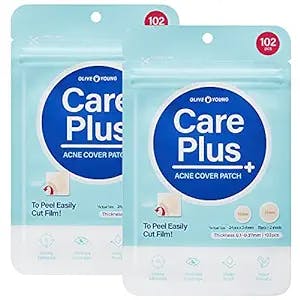 Olive Young Care Plus Spot Patch 2 Pack | Hydrocolloid Acne Korean Spot Patch to Cover Zits, Pimples and Blemishes, for Troubled Skin and Face (204 Count - 10mm*144ea + 12mm*60ea)