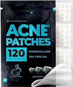 KEYCONCEPTS Acne Patches (120 Count) with Tea Tree Oil, Hydrocolloid Pimple Patches for Face - Zit Patch Acne Dots - Cystic Acne Patches - Pimple Patch with 3 Size Acne Stickers