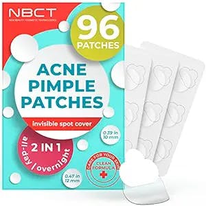 NBCT New Formula 2023! Acne Pimple Patch (96 Counts) Absorbing Hydrocolloid 2 Size Patches for Blemishes and Zits Cover, Spot Stickers for Face and Body, Not Tested on Animals, No Toxic Ingredients