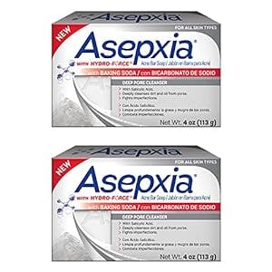 Asepxia Deep Cleansing Acne Treatment Bar Soap with Baking Soda and 2% Salicylic Acid, 4 Ounce, Pack of 2