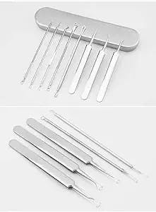 PIMPLE POPPER JOM Blackhead Remover Pimple Popper,Tweezers Pimple Extractor Acne Removal Tools with a case,8PCS Comedone Extractor for Nose Face Blemish Whitehead Popping Zit Removing Tool Kit