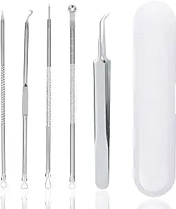 Blackhead Remover Extractor Stainless Steel Pimple Popper Tool Kit Comedone Extraction Tools for Face 5PCS