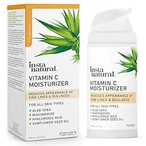 InstaNatural Vitamin C Moisturizer for Face, Daily Moisturizer for Anti Aging, Brightening, and Hydration, Vitamin C Moisturizer Formulated with Hyaluronic Acid, Aloe Vera, and Niacinamide