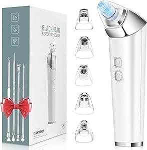 Blackhead Remover Vacuum, Rotatable Head Facial Pore Cleaner, Pimple Extractor for Whitehead Acne Comedome with 5 Level 5 Probes, USB Rechargeable Powerful Pimple Popper Tool Kit for Women Men