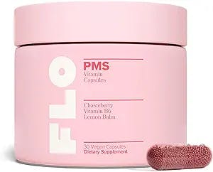 FLO PMS Vitamins for Women, 30 Servings (Pack of 1) - Proactive PMS Relief - Targets Hormonal Acne, Bloating, Cramps, & Mood Swings with Chasteberry, Vitamin B6, & Lemon Balm