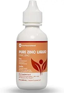 Pure Liquid Zinc Drops– Immune Support For Kids, Women & Men - Zinc Supplements for Immune Health, Energy & Skin Care / Acne - Ionic Zinc 2 Oz (60 ml)- Vegan, Non-GMO, Gluten Free -Pure Micronutrients
