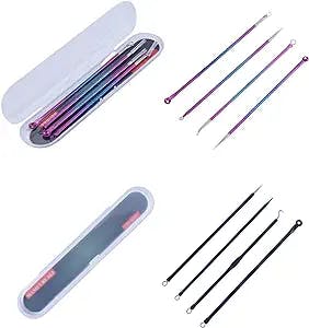 Blackhead Remover Tool Kit Spot Popper Pimple Popper Kit Dots for Spot Stainless Steel Acne Needles Comedone Extractor Double Side Milia Removal Tool for Blackhead, Whitehead, Black