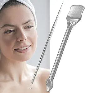 Facial Pore Cleaner Scraper with Extractor Tools, 2 Pack Stainless Steel Double-Head Blackhead Remover Sticks for Acne, Comedone, Blackhead,Face Cleaning Shovel Makeup Accessories