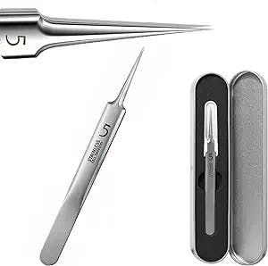 AOYHJA Removal Blackhead Tweezers Precision Stainless Steel Curved Hook for Acne Pimples Comedones Blemishes or Splinters Removal and Ing Silver JZ-001 0