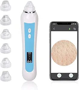 Blackhead Remover Vacuum Pore Cleaner with HD Camera,Black Head Tools Remover with USB Rechargeable,Electric Skin Tools for Blackheads with 6 Suction Heads ,Black Heaf Removal for Women and Men,Blue