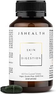 JSHealth Vitamins Skin and Digestion Formula | Skin Supplement with Zinc | Burdock Turmeric | Clear Healthy Skin | Acne Treatment for Teens and Adults | (60 Tablets)