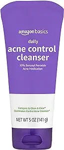 Amazon Basics Daily Acne Control Cleanser, Maximum Strength 10% Benzoyl Peroxide Acne Medication, 5 Ounce