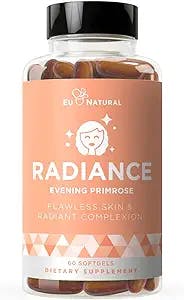 Eu Natural Radiance Flawless Skin & Complexion – Hormonal Acne, Healthy Skin Care – Cold Pressed Acne Pills, Evening Primrose Oil, Black Seed Oil, & DIM – 60 Liquid Softgels