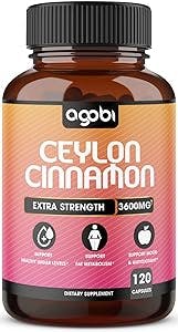 Ceylon Cinnamon Capsules - Combined with Ginger Root and Turmeric Curcumin - Equivalent to 3600 mg Powder - Natural Mind and Body Balance Support Supplement - 120 Vegan Capsules