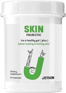 Jetson Skin - Skin Probiotic Blend - Supports Collagen, Acne & Inflammation, Digestive Health & Bloating - Gluten Free, Vegetarian, Non-GMO - Effective Probiotic Supplement (31 Capsules)