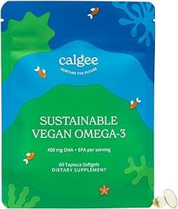 Calgee Sustainable Vegan Omega 3 Supplement – 450mg DHA & EPA – Premium Plant Based Algae Oil – Carrageenan Free Fish Oil Alternative - Supports Heart, Brain, Mood & Immune Health - 60 Small Pills