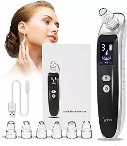 ActivePur, Black Blackhead Remover Vacuum Tool, Strong Suction, 6 Nozzles, Rechargeable Electric Facial Comedone Pimple Acne Extractor Tool Best Pore Cleaner Zit Popper Seller Beauty Device