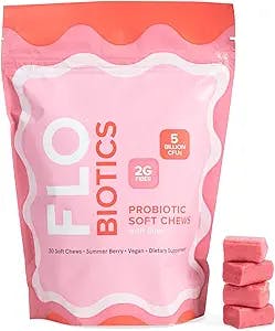 FLO-Biotics Chewable Probiotics for Women Soft Chews with Fiber – Vegan Probiotics for Women Digestive Health – Soft Chew Probiotic Gummies for Women Gut Health Supplement – Berry Flavor (30 Count)