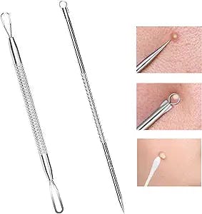 Blackhead Remover Comedone Extractor,2 PCS Pimple Popper Tool, Pimple Comedone Removal 2-in-1 Extractor Tool,Stainless Steel Pimple Extractor Blackhead Removal Tool (Silver)