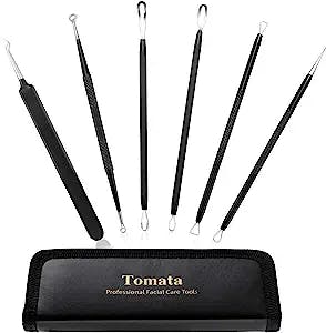 Blackhead Remover Pimple Popper Tool Kit - (6 Piece Kit) - Professional Stainless Pimples Comedone Extractor Removal Tool