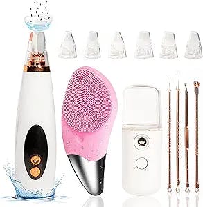 ROYAL GLAMOUR Blackhead Remover Vacuum Set - Pore Extractor with 3 Suction Levels - Blemish Remover Tool, Pore Cleanser - Pimple Popper Tool Kit, Massage Brush, Face Mister - Facial Skin Care Product