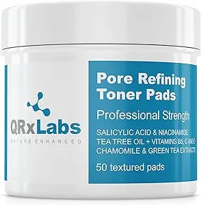 New! Pore Refining Toner Pads with Salicylic Acid and Niacinamide in a Witch Hazel Solution - Boosted with Vitamins B5, C & E, Chamomile & Green Tea - Help Reduce Inflammation and Enlarged Pores