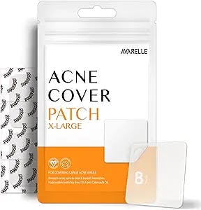 Avarelle Acne Patches XL for Face and Body (8 Count) Certified Vegan, Cruelty Free, Carbon Free Hydrocolloid Absorbs Pus from Pimples, Blemishes, and Zits with Tea Tree, Calendula, and CICA (8 Count)