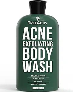 TreeActiv Acne Exfoliating Body Wash - Exfoliating Body Acne Wash for Back, Chest, Shoulder, and Butt Acne Removal - Back Acne Treatment For Women and Men - Back Acne Body Wash With Tea Tree Oil